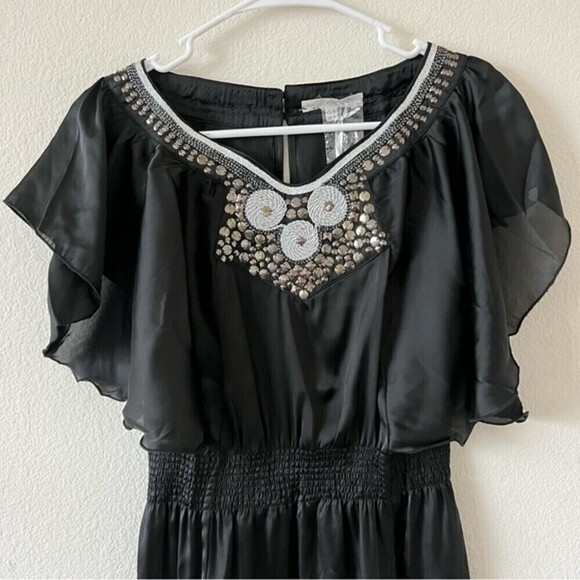 NWT Lucy Paris Flowy Black Flutter Sleeves Boho BlouseTop SZ Medium - Picture 6 of 14